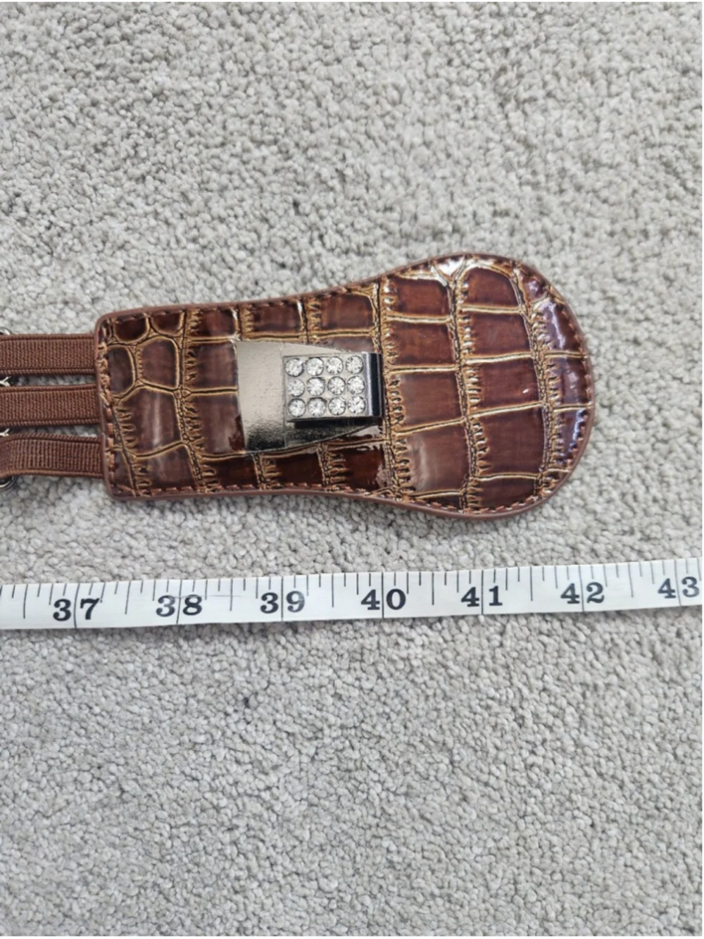 Brown Y2K Statement Belt Rhinestone Elastic Stretch Waist Belt McBling 2000s